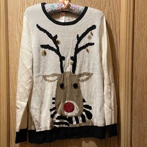 Holiday Time Reindeer Sweater - Black, White, and Brown